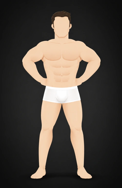 Front-facing body diagram with tappable points at the head, neck, shoulders, arms, elbows, back, hips, legs and feet, used to filter massage treatments by problem area